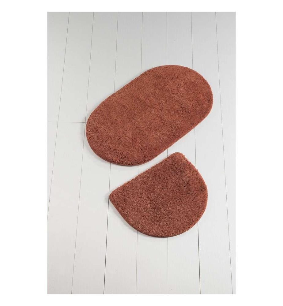 Acryl-Badematten-Set, 2 Stück, Fliese rot, 100% Acryl