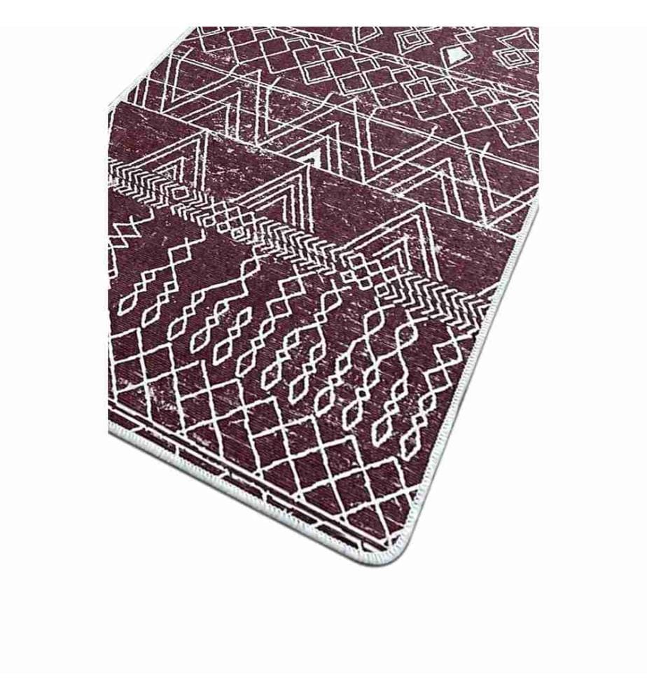 Tapis de bain, rouge bordeaux, blanc, 100% polyester