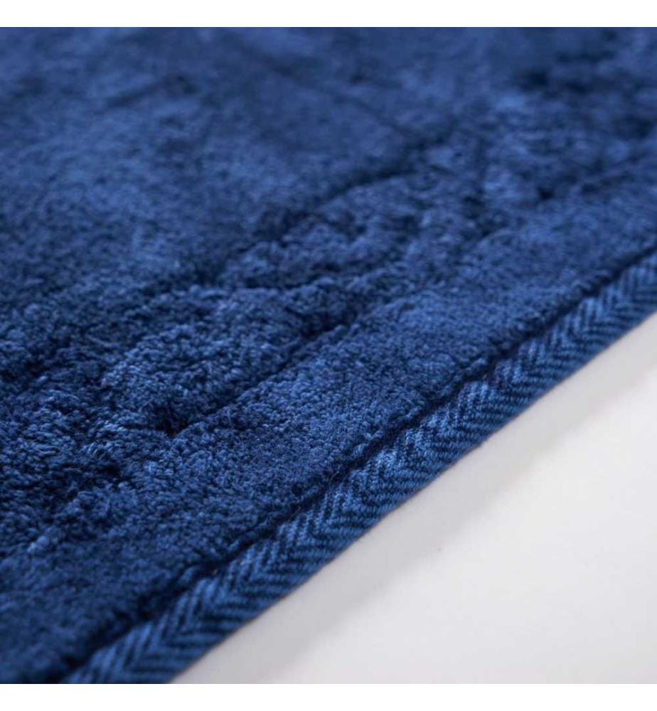 Bathmat Set, 2 Pieces, Dark Blue, 100% Cotton, Non-Slip Underside