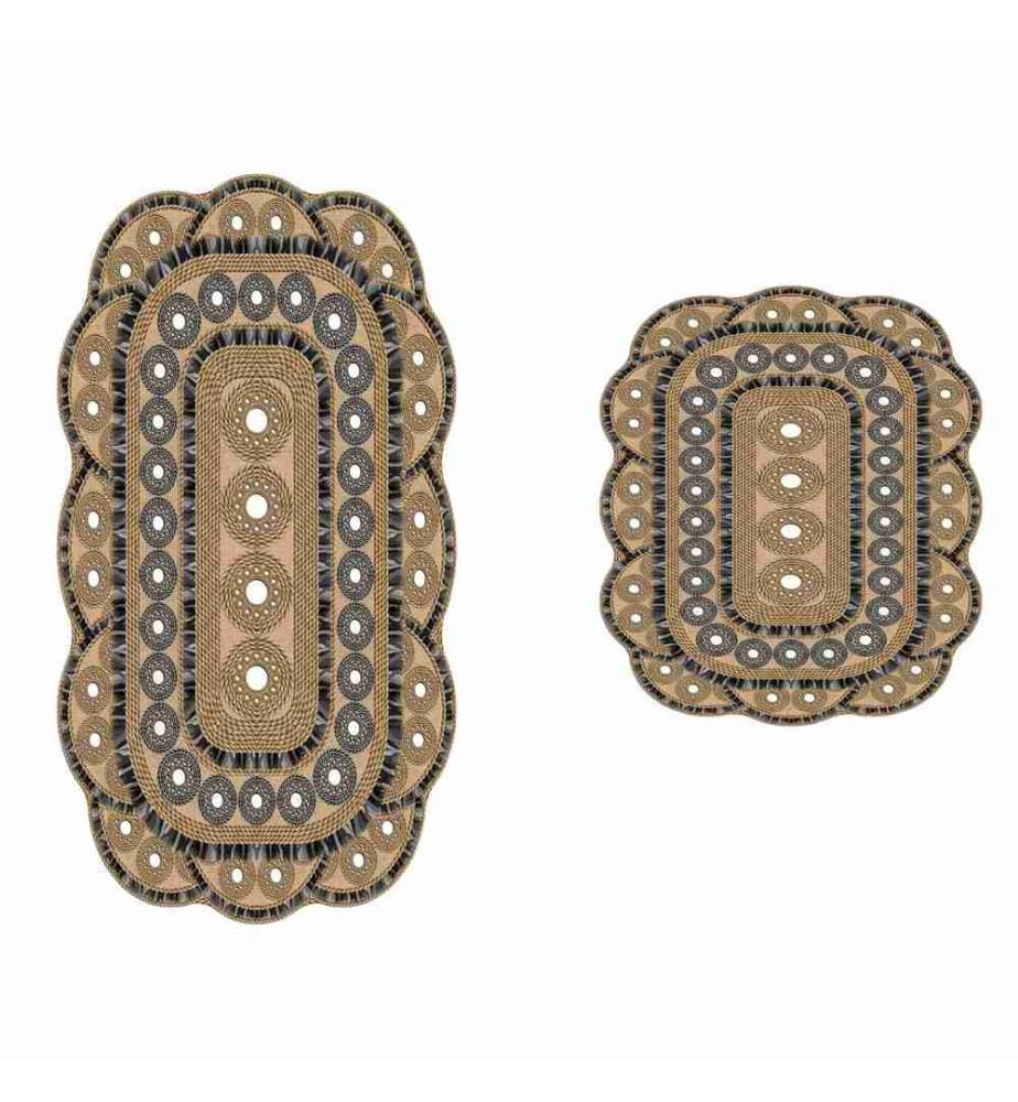 Ensemble de tapis de bain, 2 pièces, marron, 100% polyester