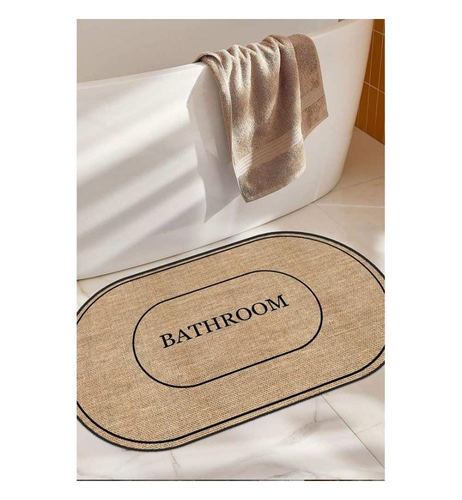 Tapis de bain, 100 % polyester, jute, noir