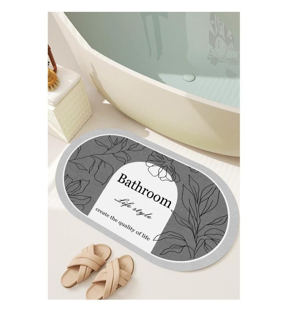 Tapis de bain, 100 % polyester, gris