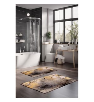 Bathmat Set, 2 Pieces, 100% POLYESTER, Multicolor
