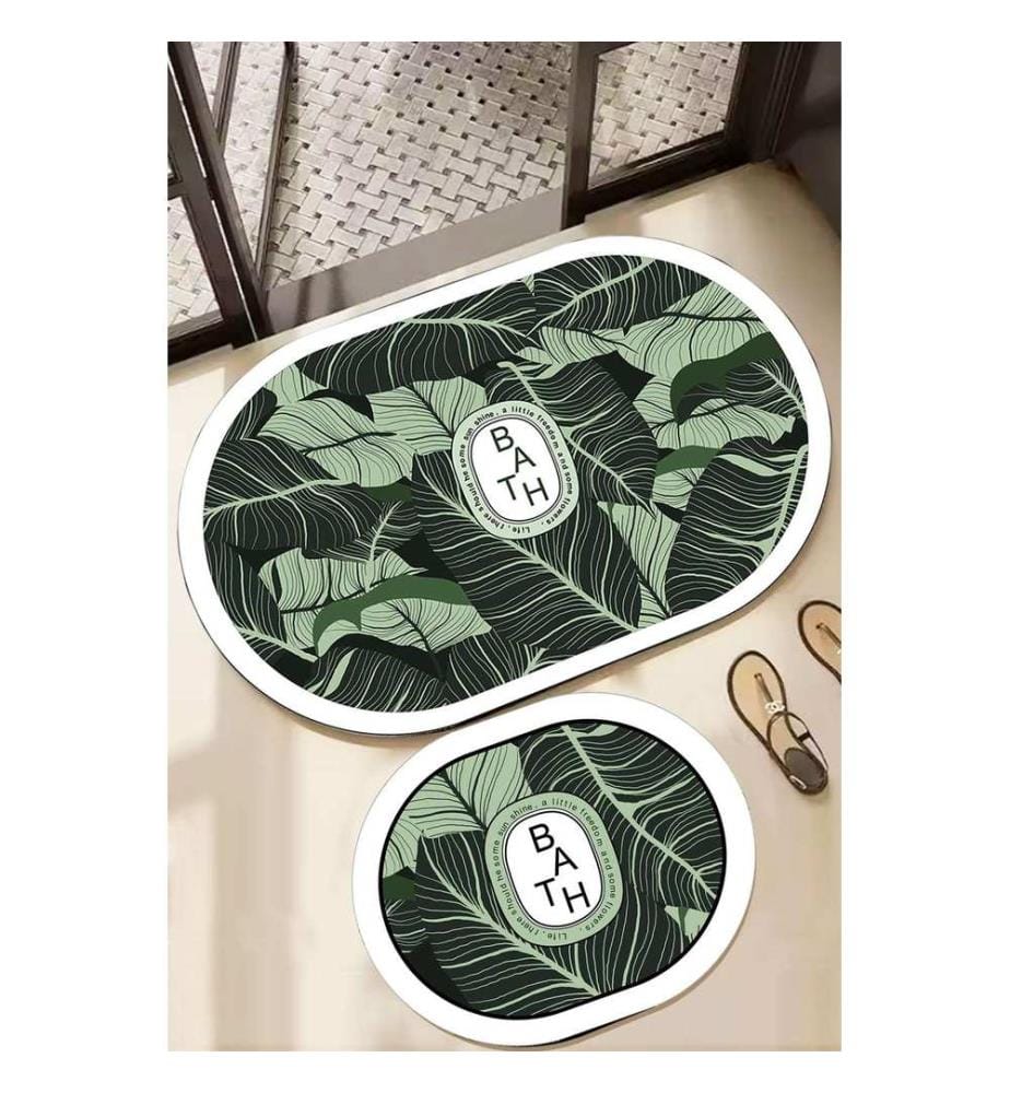 Ensemble de tapis de bain, 2 pièces, 100 % polyester, vert