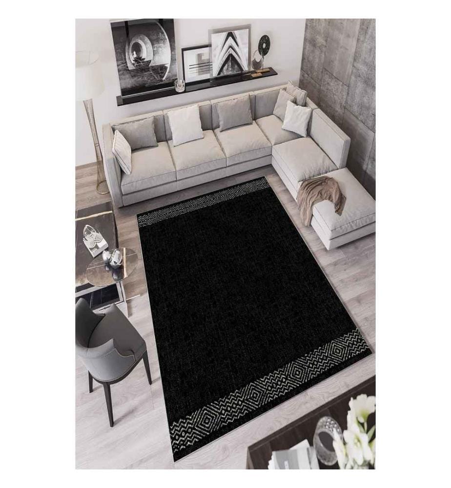 Flurteppich, Schwarz, 100% Polyester, 100 x 200 cm