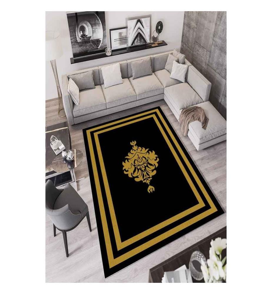 Flurteppich, Schwarz, 100% Polyester, 100 x 150 cm