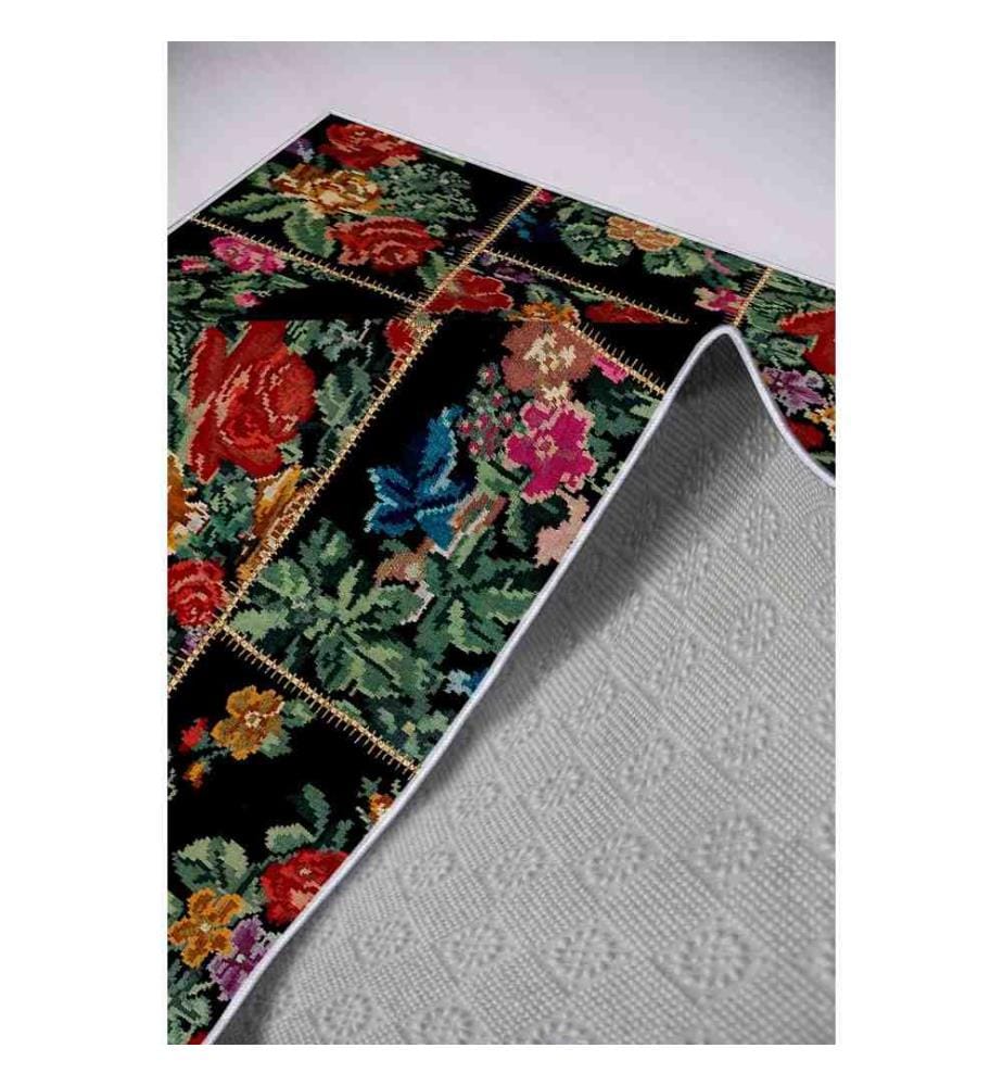 Tapis de salle, noir, 100% polyester, 100 x 200 cm