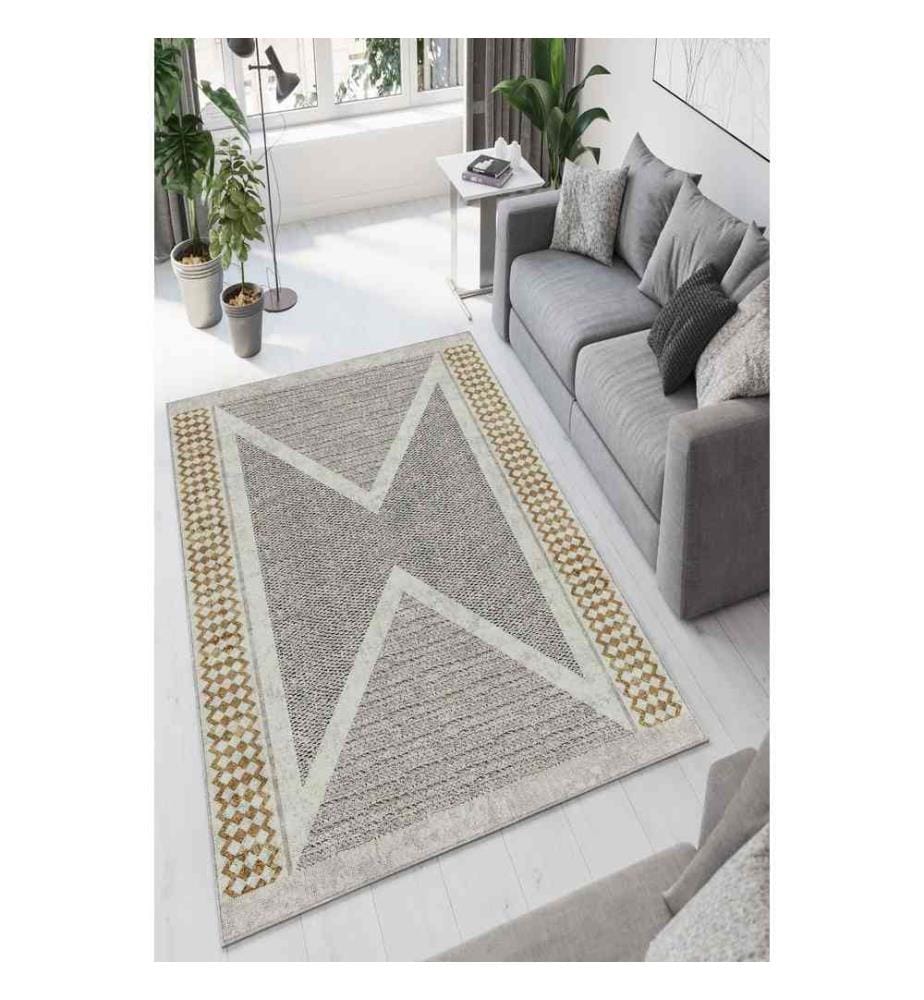 Flurteppich, Beige, Gold, Schwarz, 100% Polyester, 80 x 150 cm