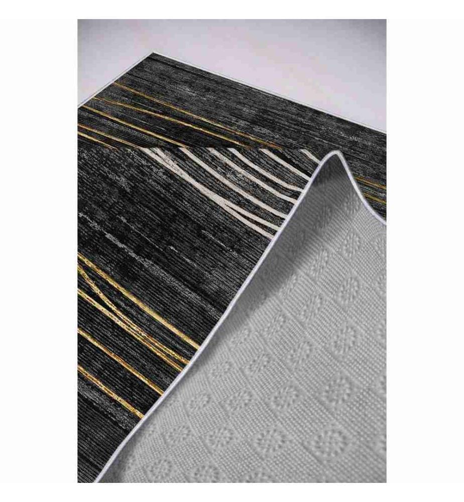 Tapis de salle, noir, 100% polyester, 80 x 150 cm