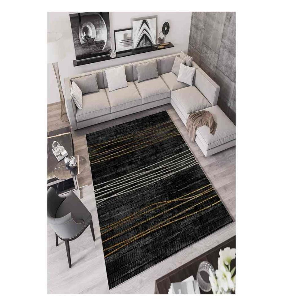Tappeto, Nero, 100% poliestere, 140 x 220 cm