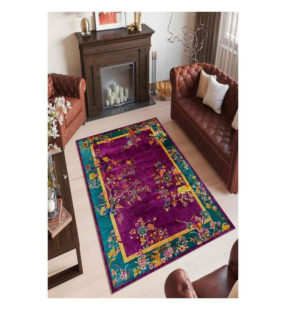 Tapis de salle, violet, 100% polyester, 80 x 150 cm