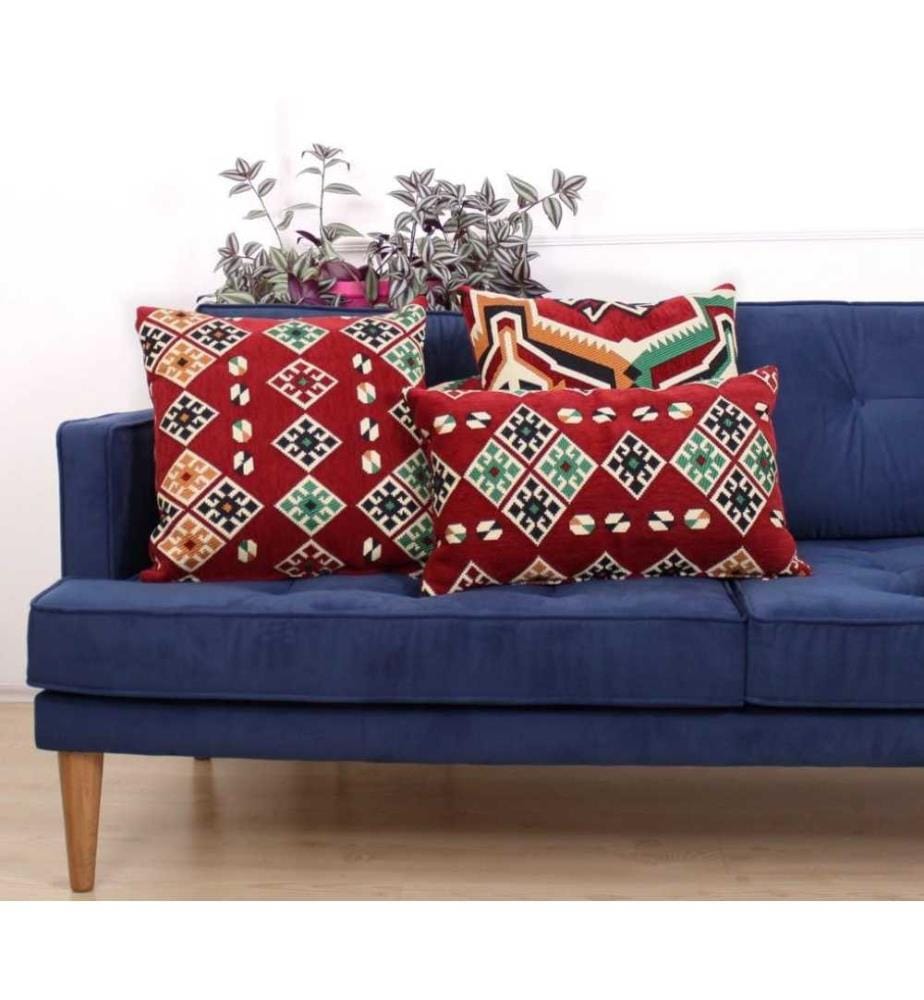 Coussin, rouge, 50% coton - 50% polyester, rembourrage en fibres