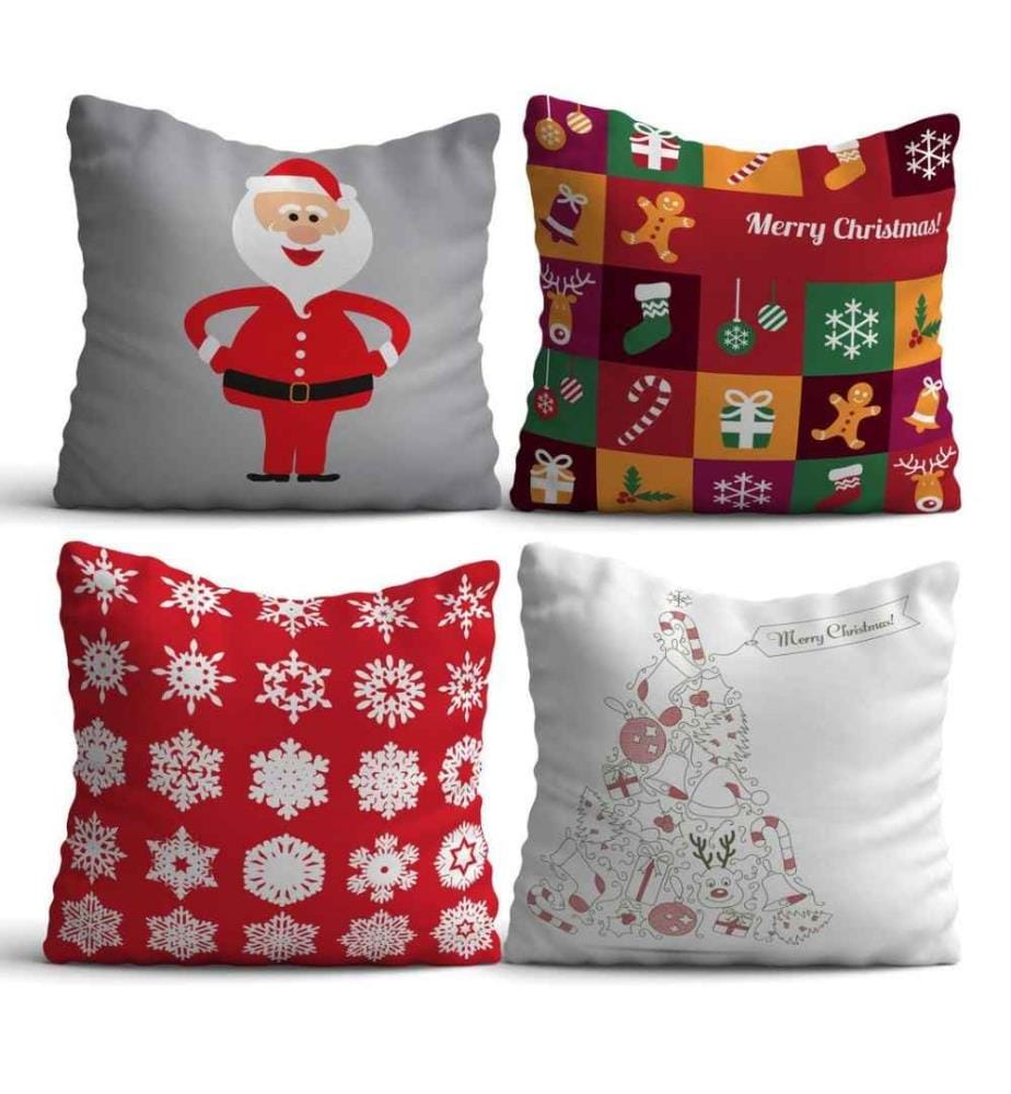 Set de coussins, 4 pièces, Multicolore, 50% coton - 50% polyester, impression numérique