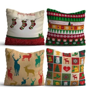 Set di cuscini, 4 pezzi, Multicolore, 50% cotone - 50% poliestere, stampa digitale