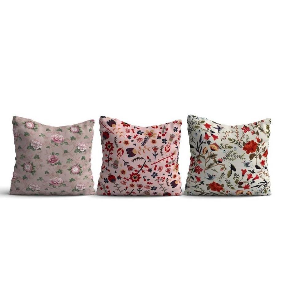 Set di copricuscini, 3 pezzi, Multicolore, 50% cotone - 50% poliestere