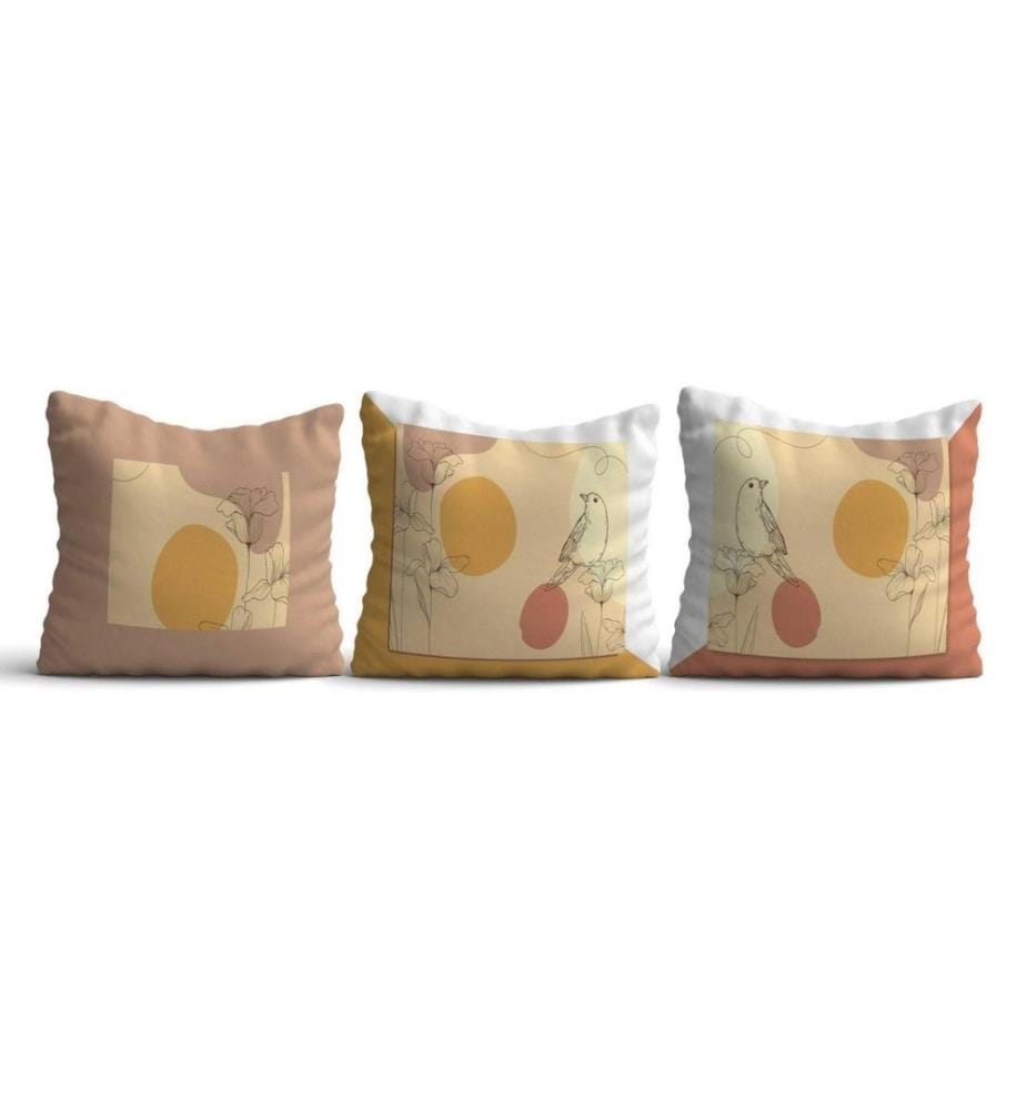 Set di copricuscini, 3 pezzi, Multicolore, 50% cotone - 50% poliestere
