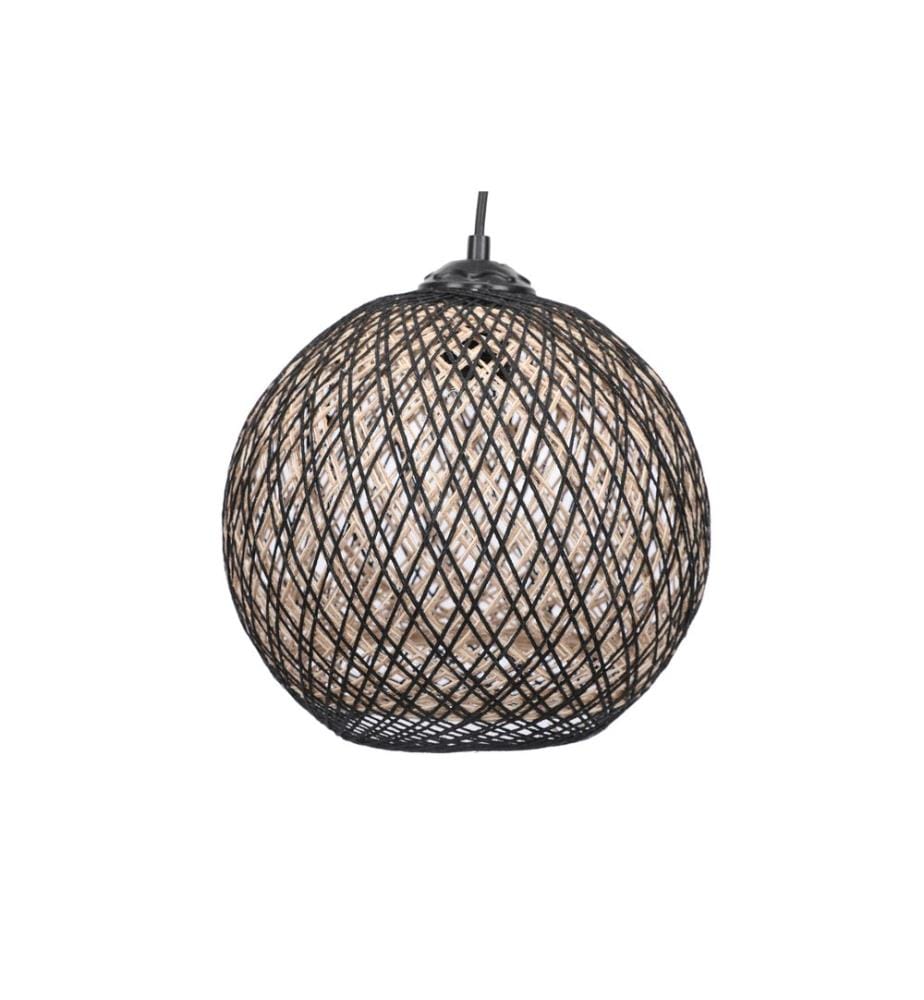 Crème, Noir, Lustre, Chandelier De Couronne De Jute Fait À La Main