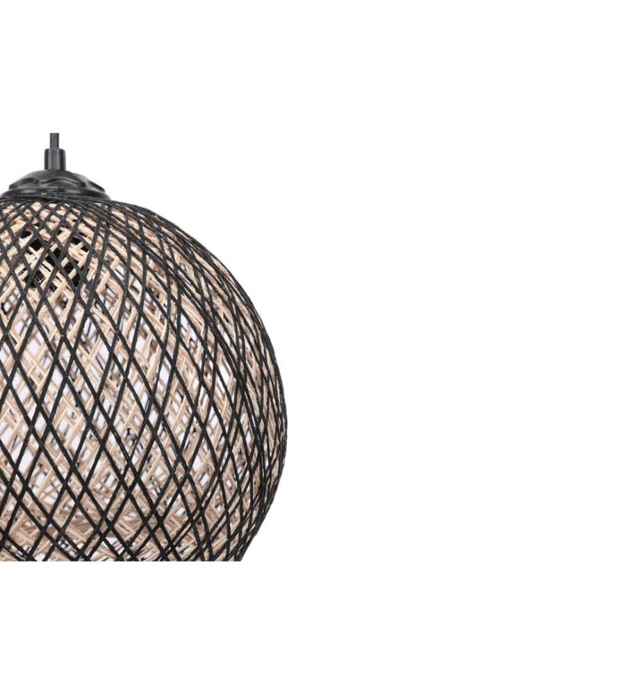 Crème, Noir, Lustre, Chandelier De Couronne De Jute Fait À La Main