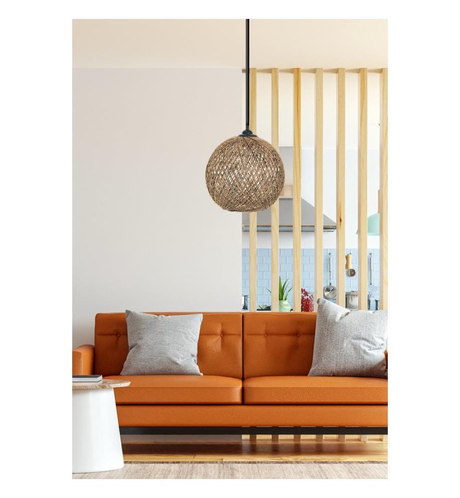 Schwarz,Braun, Kronleuchter, Handgefertigter Jute Kronleuchter