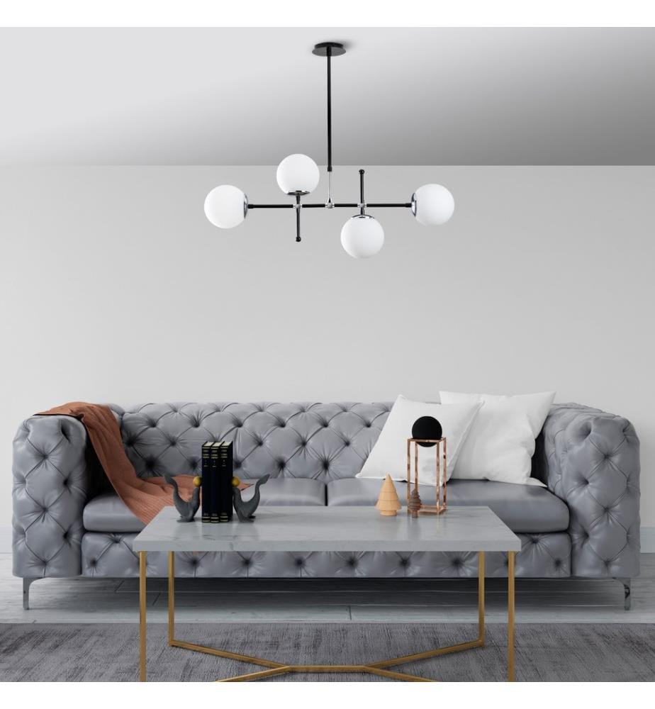 Lustre, Noir, Blanc, Corps Métallique, 90 X 15 cm