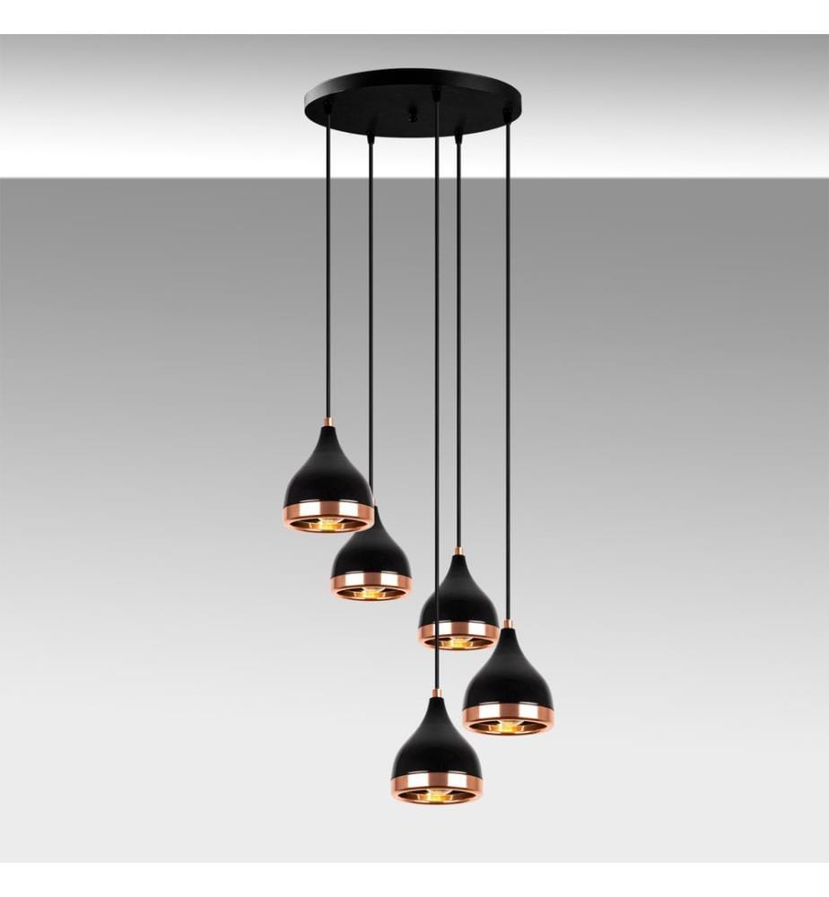 Schwarz,Kupfer, Kronleuchter, 43 X 43 cm, Metallkörper