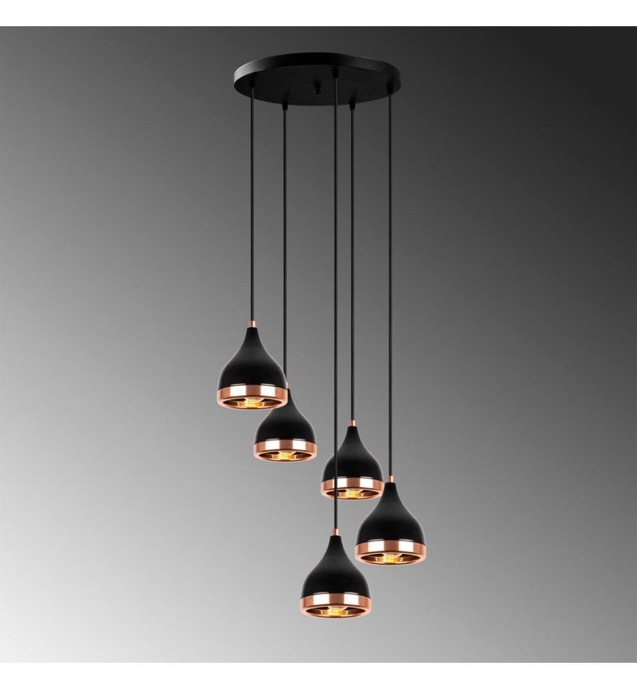 Schwarz,Kupfer, Kronleuchter, 43 X 43 cm, Metallkörper