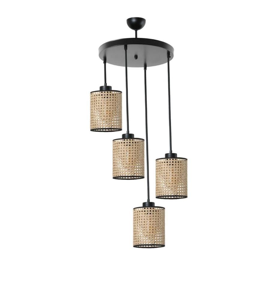 Lustre, rotin, corps en rotin