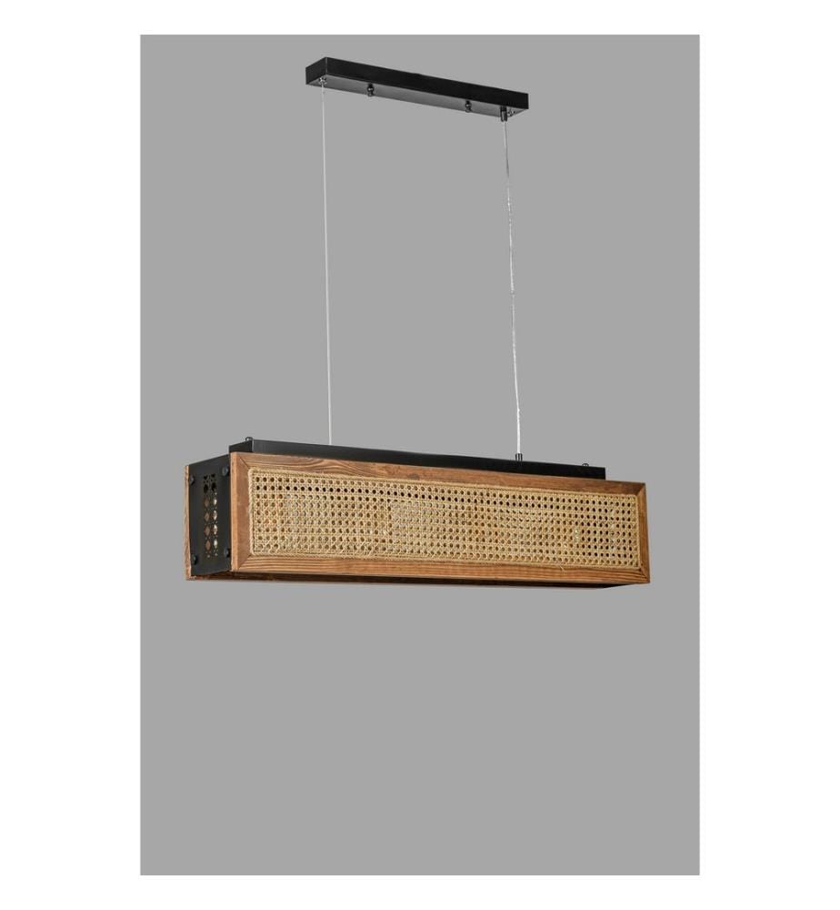 Kronleuchter, Rattan, Walnuss, Fir Holzkorpus, Kappe aus Naturrattan