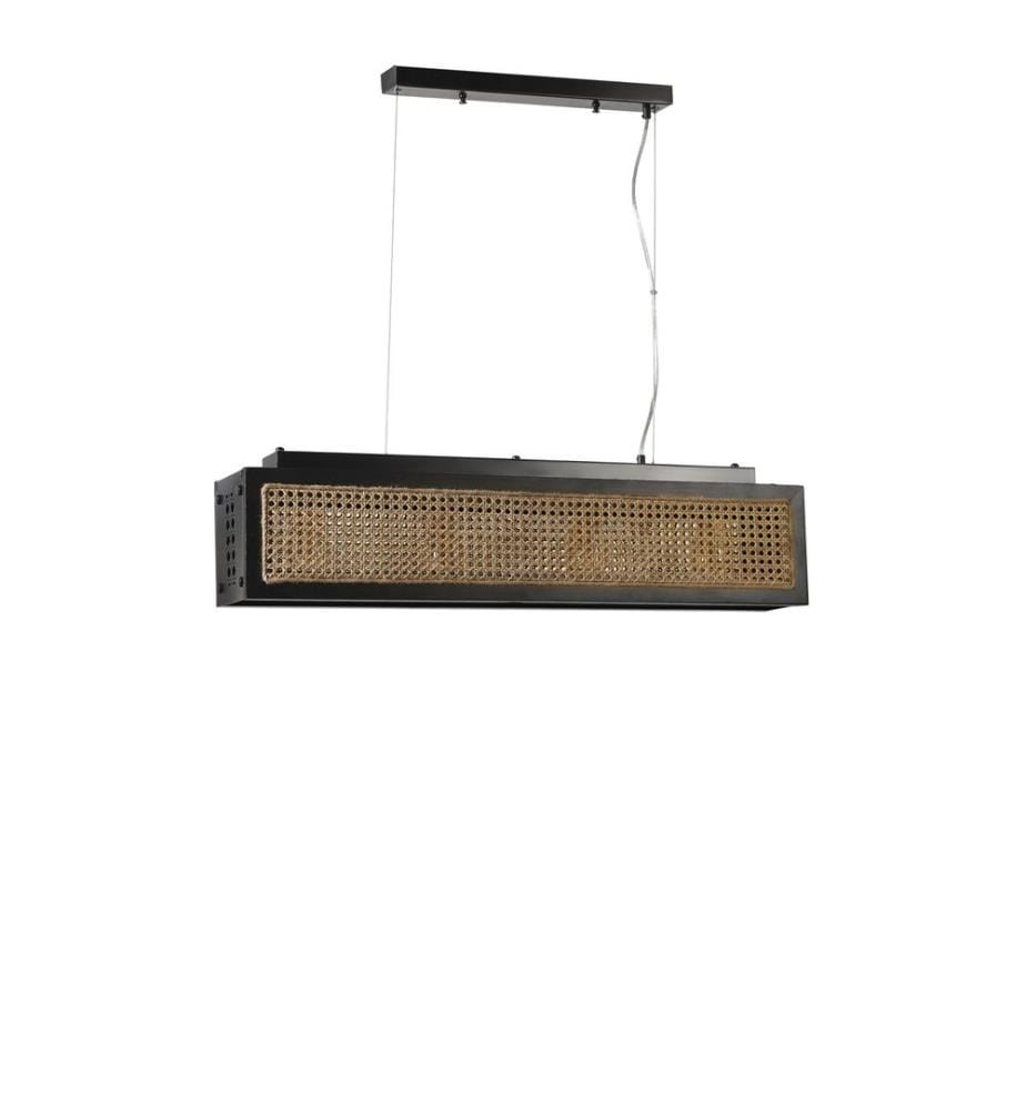 Kronleuchter, Rattan, Schwarz, Fir Holzkorpus, Naturrattankappe
