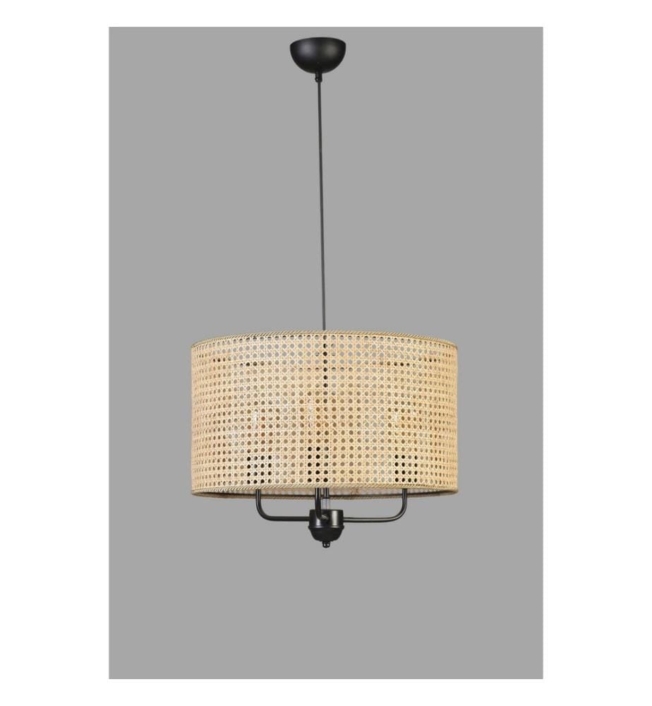 Kronleuchter, Rattan, Metallkorpus, Naturrattankappe