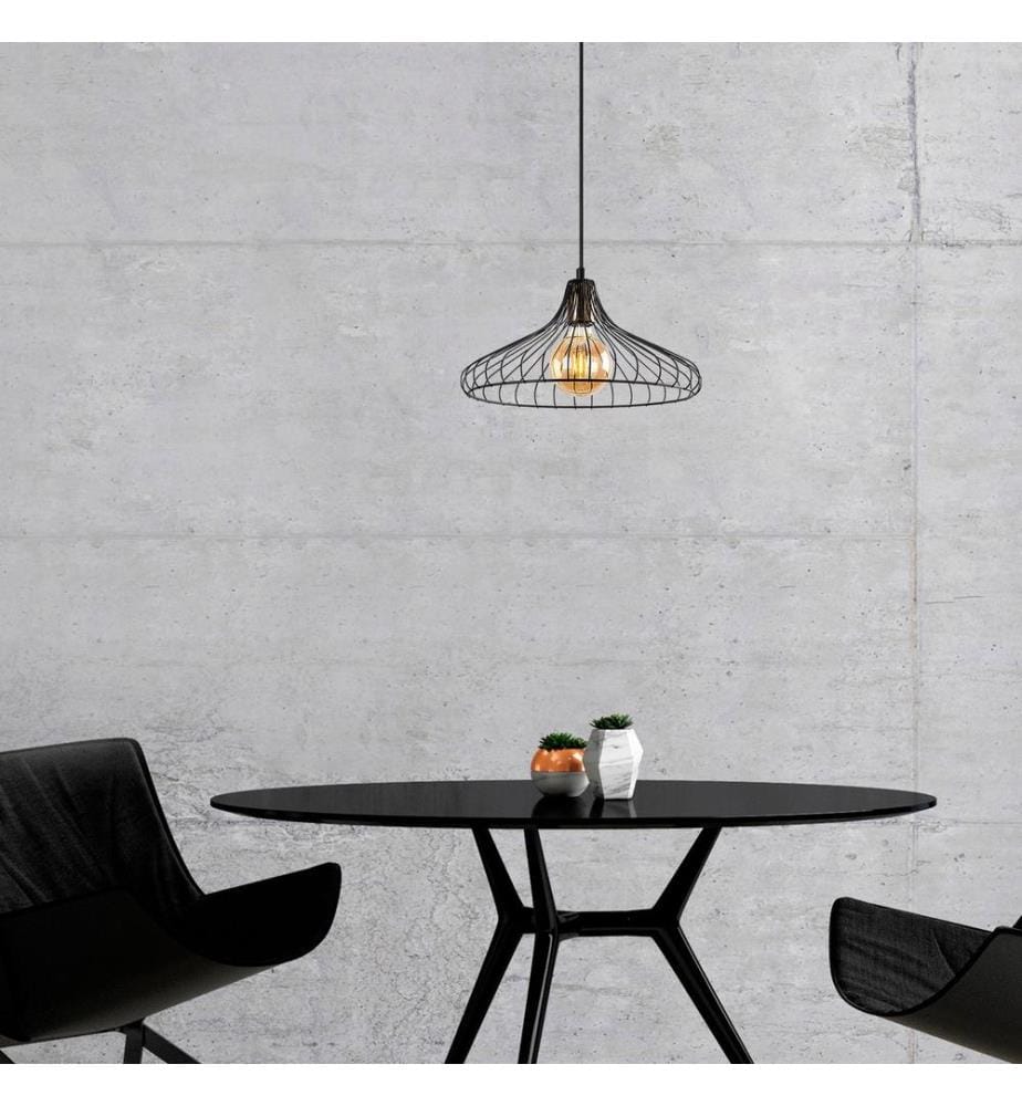 Lustre, Noir, Antique, Corps en métal, Chapeau en métal