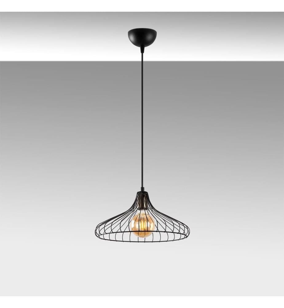 Lustre, Noir, Antique, Corps en métal, Chapeau en métal