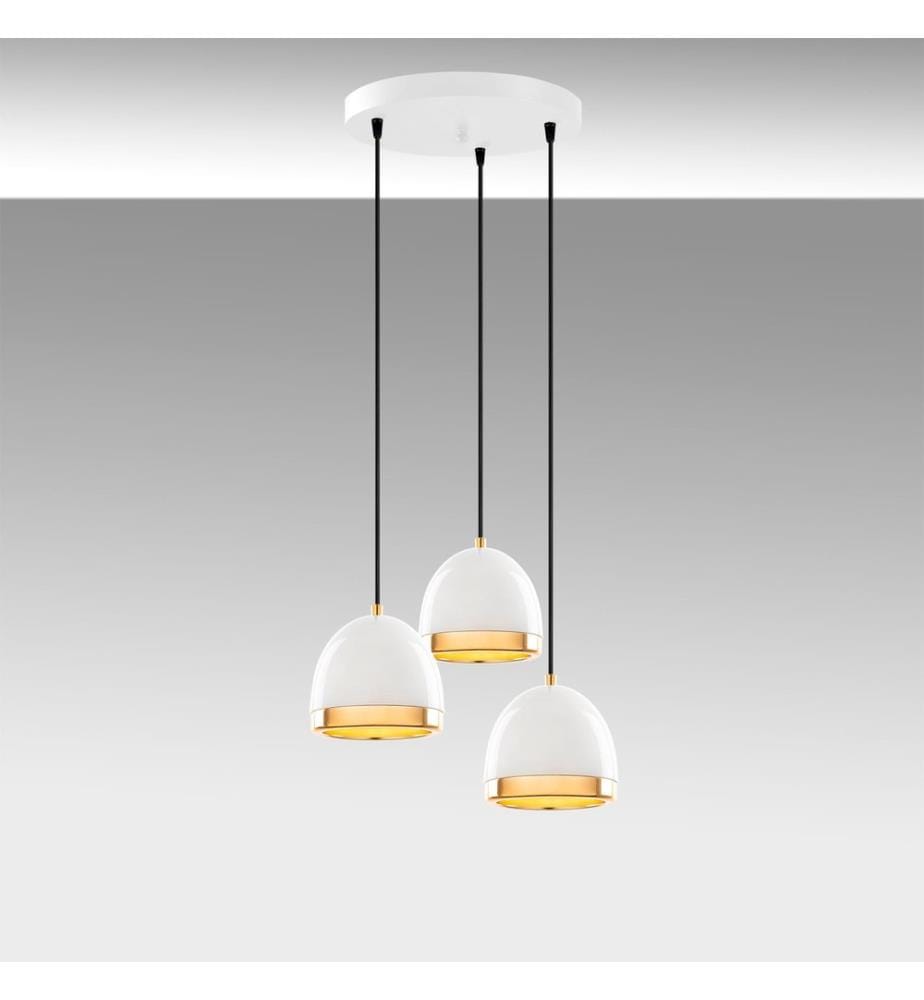 Kronleuchter, Weiss, Gold, Metallgehäuse, Metallkappe