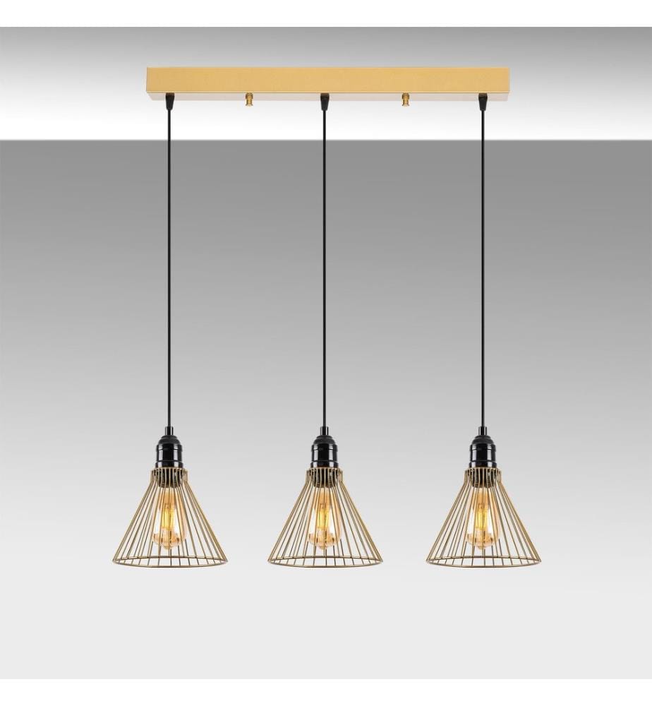 Kronleuchter, Gold glänzend, Metallgehäuse, Metallkappe