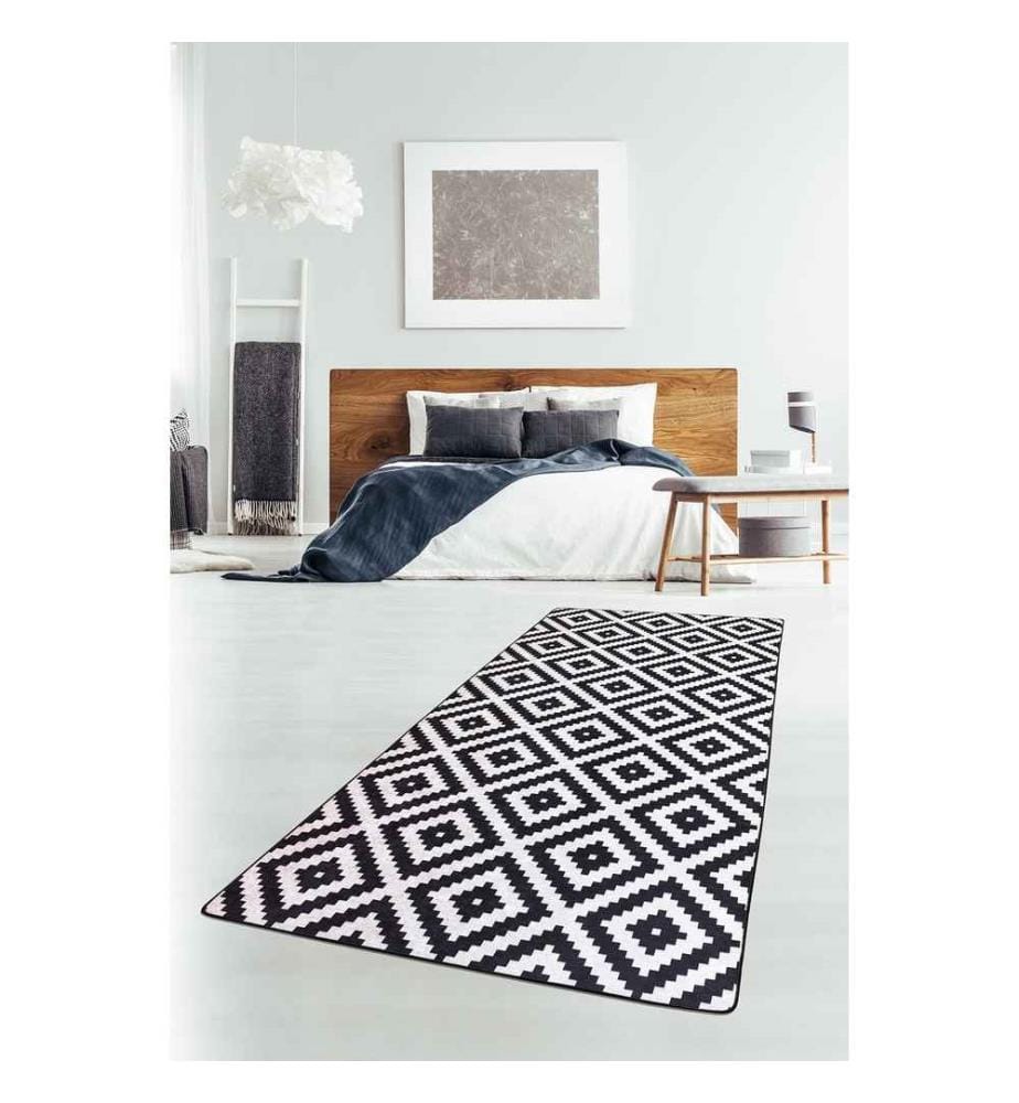 Hall Carpet, 80 x 200, , Black White, 50% Velvet Fabric - 50% Polyester, 4 mm Pile Height