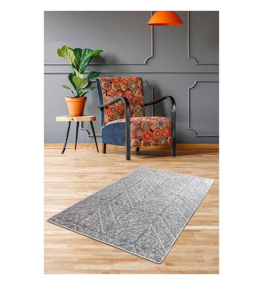 Tapis de salle, gris, 100% polyester, 120 x 200 cm