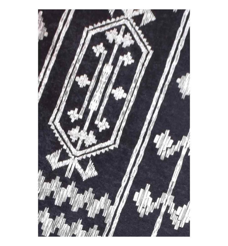 Tapis de salle, noir, blanc, 100% polyester, 150 x 300 cm