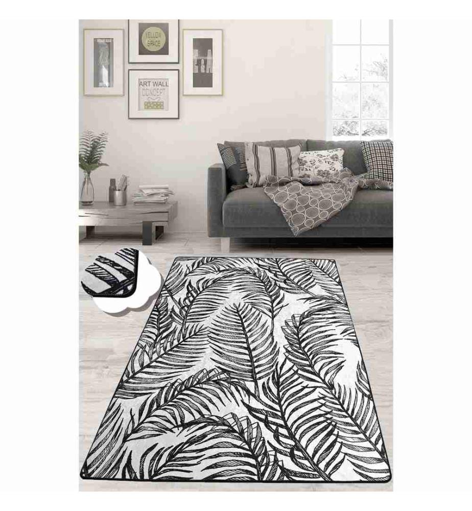 Tapis de salle, noir, blanc, 100% polyester, 100 x 200 cm