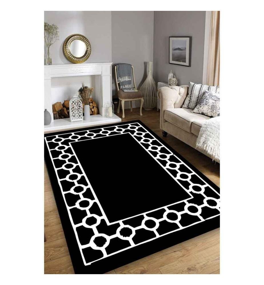 Hall Carpet, 80 x 150, , Black White, 50% Velvet Fabric- 50% Polyester, 4 mm Pile Height