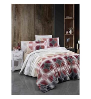 Ranforce Single Quilt Cover Set, Rot, Weiss, Beige, Schwarz, 100% Baumwolle Ranforce