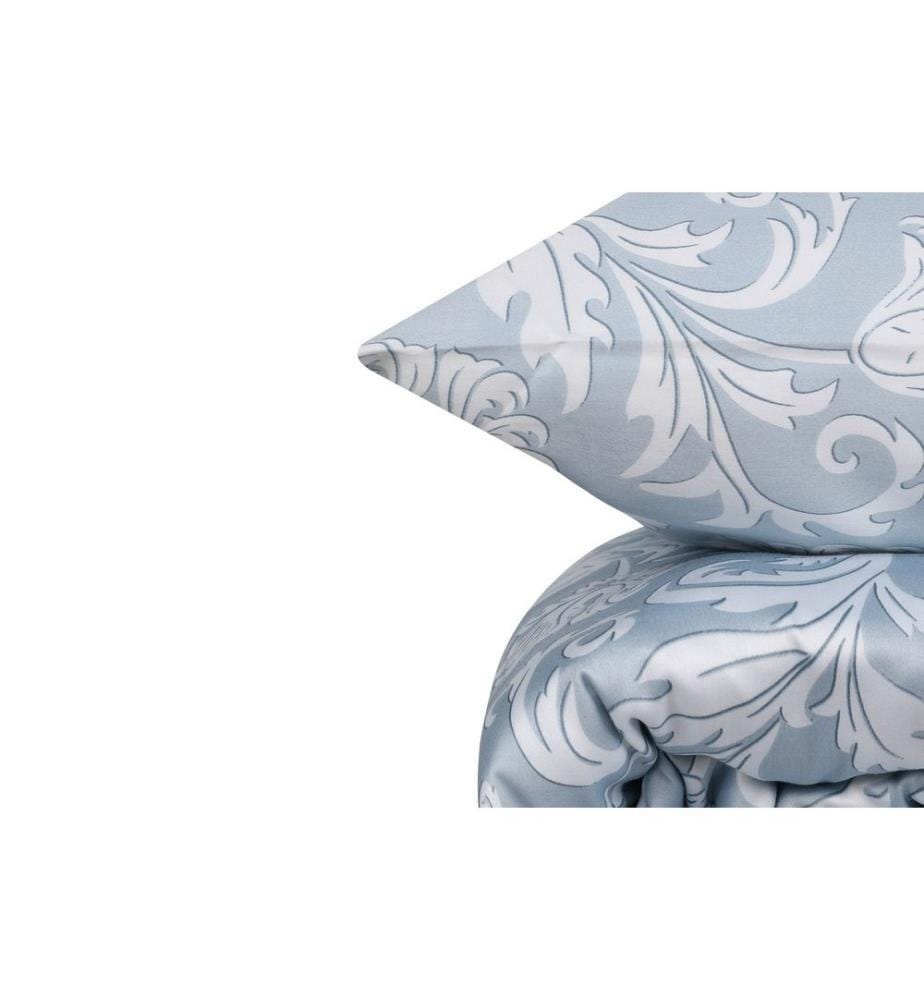 Satin-Einzelsteppbettbezug, blau-weiss, Baumwollsatin