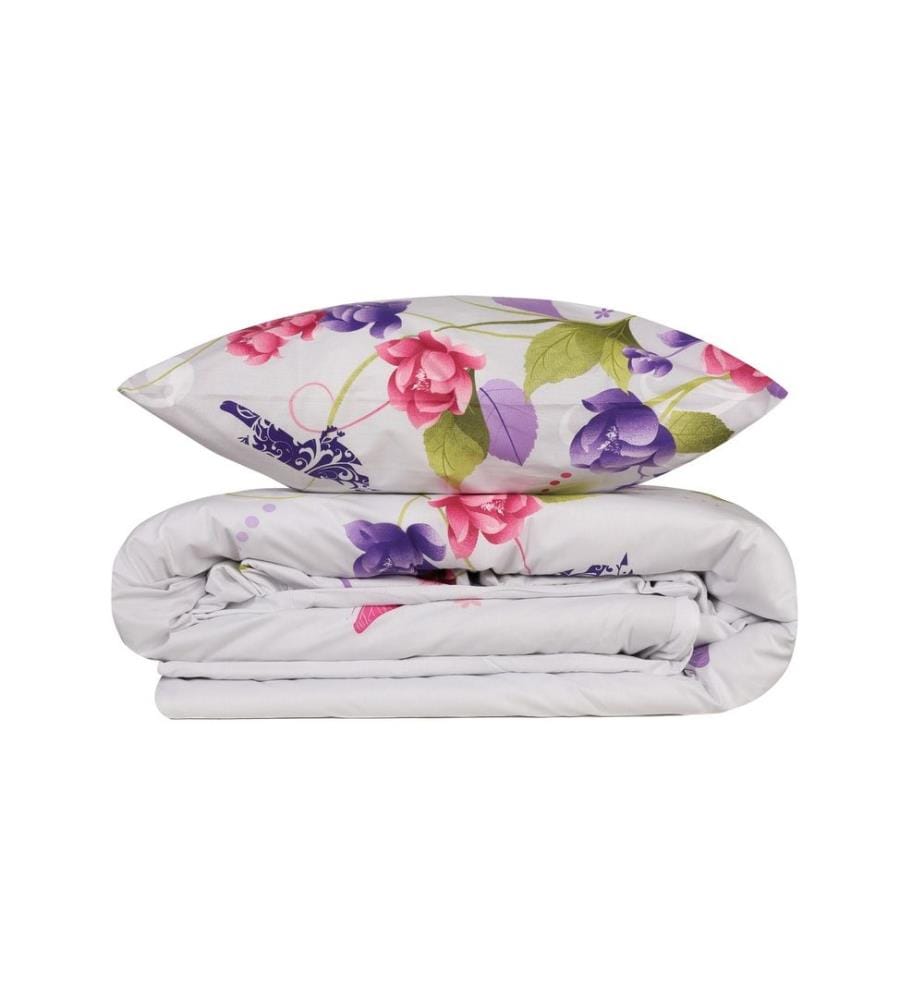 Ranforce King Quilt Cover Set, White Purple Pink Green, Cotton Ranforce