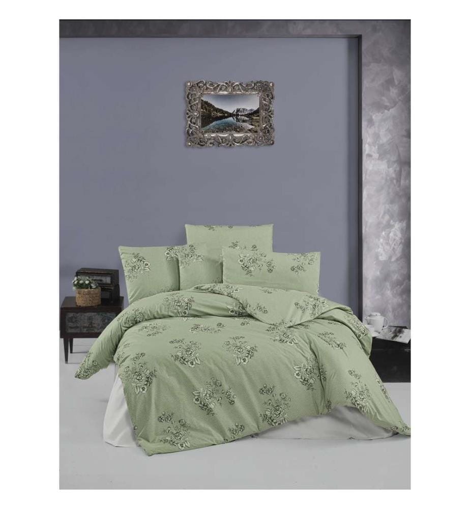 Ranforce King Quilt Cover Set, Green, Cotton Ranforce