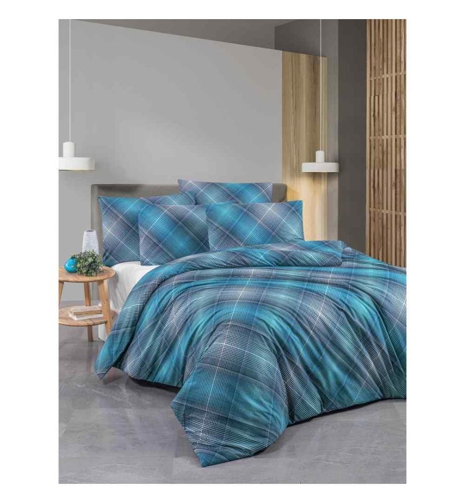 Ranforce King Quilt Cover Set , Blue, Dark Blue, 100% Cotton Ranforce