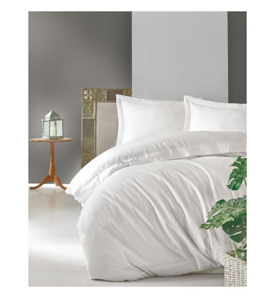 Set copripiumino King Satin, bianco, raso di cotone