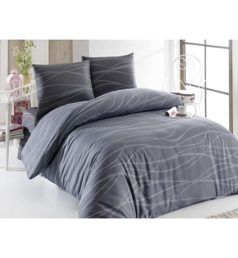 Einzelner Steppdeckenbezug, Grau, 65% Baumwolle - 35% Polyester