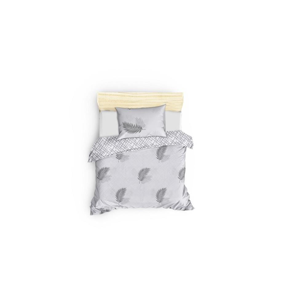 Single Quilt Cover Set, Grey White, 65% Cotton - 35% Polyester