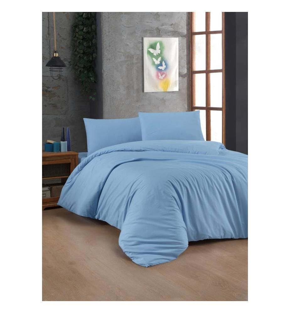 Ranforce King Quilt Cover Set, Light Blue, Cotton Ranforce, 117gr-m²