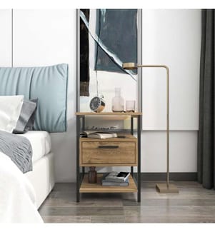 Comodino, Rovere nero, pannello di particelle rivestito di melamina