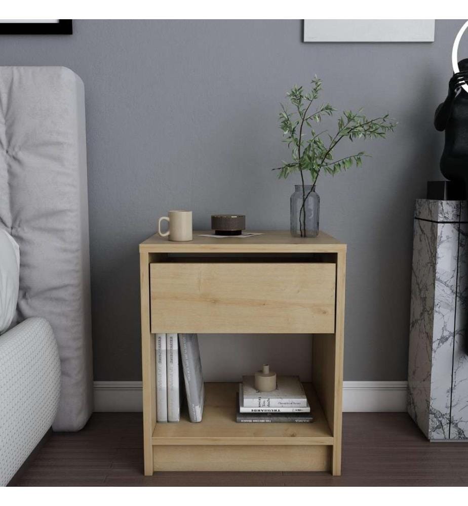 Table de nuit, chêne, panneau de particules mélaminé
